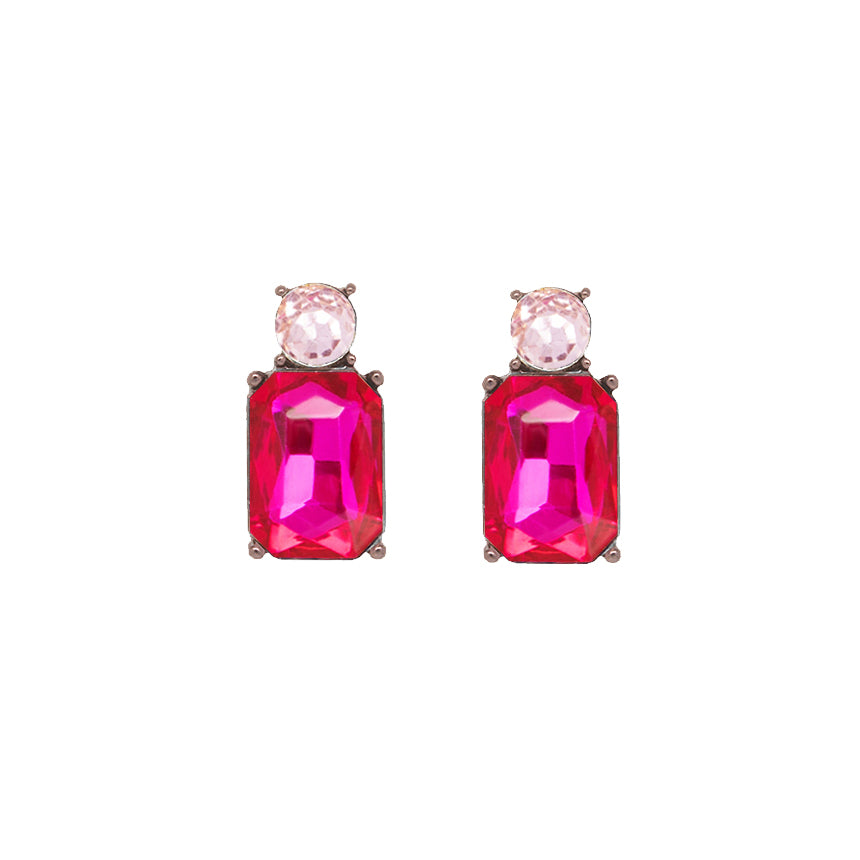 Last True Angel Hot Pink and Light Pink Crystal Gem Stud Earrings – Jewella