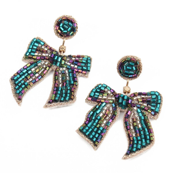 Beaded bow earrings 