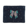 Navy blue pouch with a beaded bow 