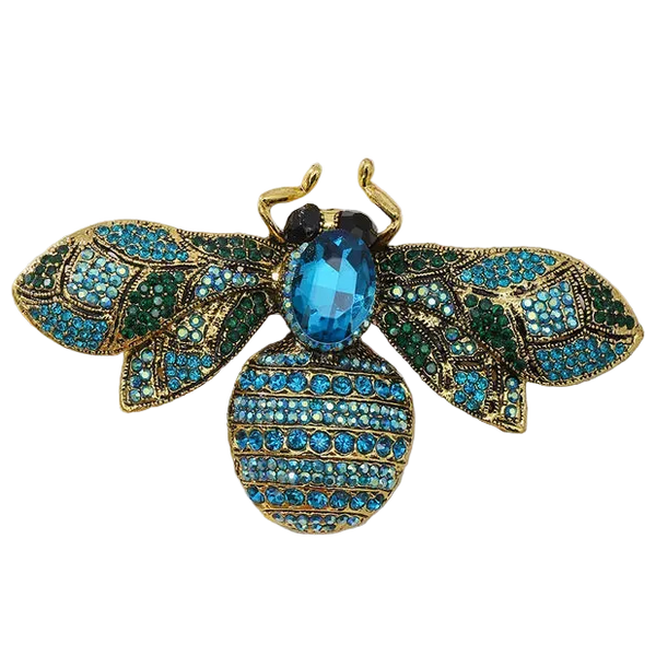 Statement Crystal turquoise blue bee brooch