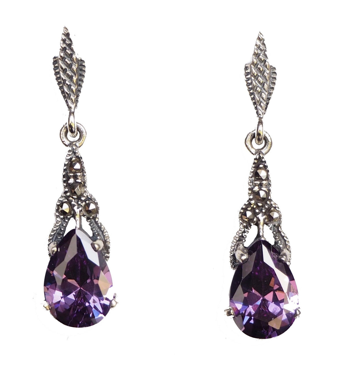 Amethyst marcasite earrings shop